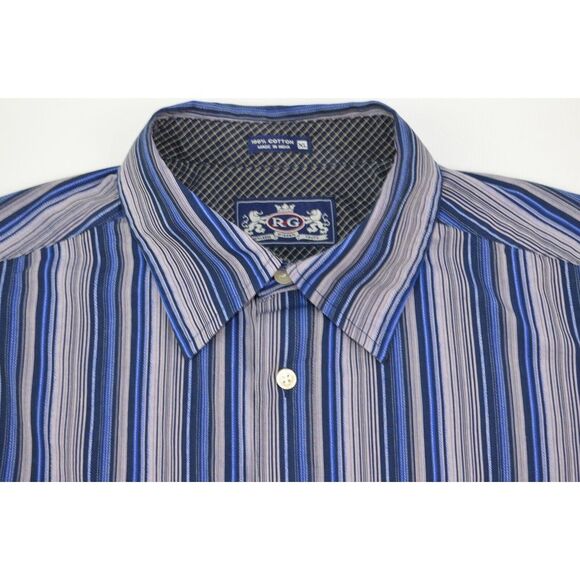 Robert Graham Men's XL Blue Purple Striped Cotton Shirt Button Down Long Sleeves - Picture 6 of 16
